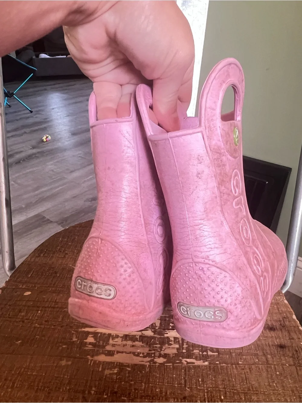 CROCS Pink Kids' Easy-Pull Rain Boots